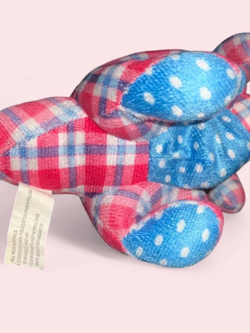Pink and Blue Plaid Plush Kangaroo